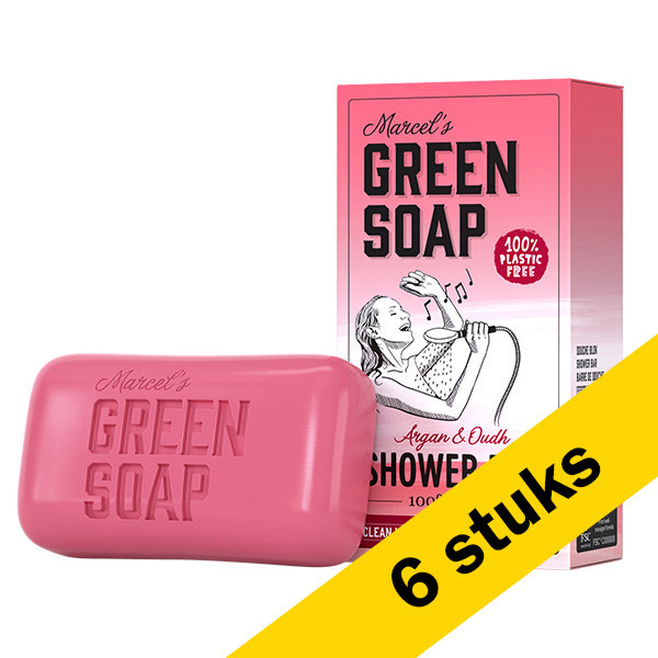 Marcel's Green Soap Aanbieding: 6x Marcel's Green Soap shower bar argan & oudh (150 gram)  SMA00140 - 1