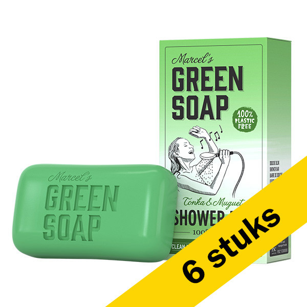 Marcel's Green Soap Aanbieding: 6x Marcel's Green Soap shower bar tonka & muguet (150 gram)  SMA00139 - 1