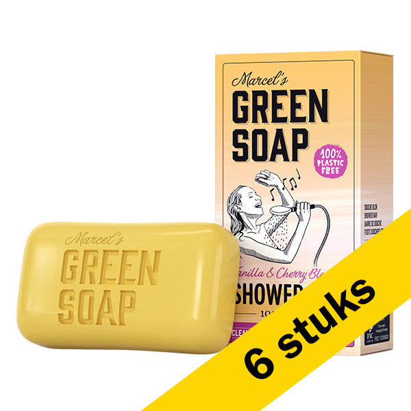 Marcel's Green Soap Aanbieding: 6x Marcel's Green Soap shower bar vanille & kersenbloesem (150 gram)  SMA00141 - 1