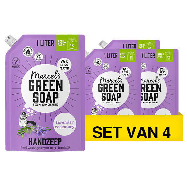Aanbieding: Marcel’s Green Soap Lavendel & Rosemarijn Handzeep Navulling (4 stuks à 1000 ml) SMA00342 - 1