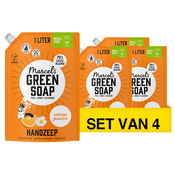 Aanbieding: Marcel’s Green Soap Sinaasappel & Jasmijn Handzeep Navulling (4 stuks à 1000 ml) SMA00344 - 1
