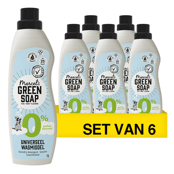 Aanbieding: Marcel's Green Soap 0% Universeel Wasmiddel 1 liter (6 flessen - 138 wasbeurten) SMA00336 - 1