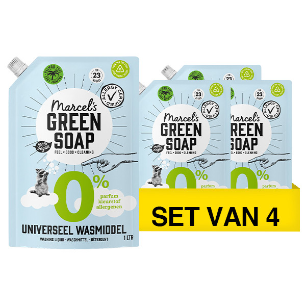 Aanbieding: Marcel's Green Soap 0% Universeel Wasmiddel Navulling 1 liter (4 stuks - 92 wasbeurten) SMA00340 - 1