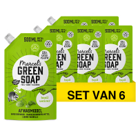 Marcel's Green Soap Aanbieding: Marcel's Green Soap Afwasmiddel Basilicum & Vetiver navulling (6 zakken - 500 ml)  SMA00258