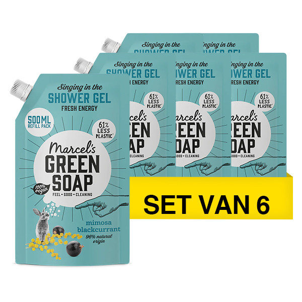 Marcel's Green Soap Aanbieding: Marcel's Green Soap Douchegel Mimosa en Zwarte Bes Navulling (6 pakken - 500 ml)  SMA00306 - 1