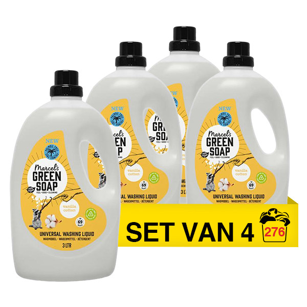 Marcel's Green Soap Aanbieding: Marcel's Green Soap Vloeibaar Wasmiddel Vanille & Katoen 3 Liter (4 flessen - 276 wasbeurten)  SMA00270 - 1