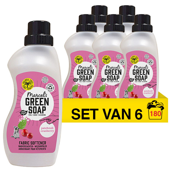 Marcel's Green Soap Aanbieding: Marcel's Green Soap Wasverzachter Patchouli & Cranberry 750 ml (6 flessen - 180 wasbeurten)  SMA00105 - 1