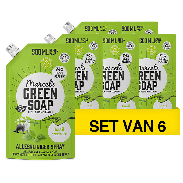 Marcel's Green Soap Aanbieding: Marcel's Green Soap allesreiniger Basilicum en Vetiver navulling (6 flessen - 3000 ml)  SMA00248 - 1