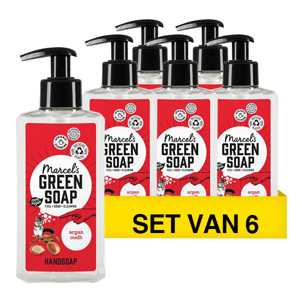 Marcel's Green Soap Aanbieding: Marcel's Green Soap handzeep Argan en Oudh (6 flessen - 1500 ml)  SMA00282 - 1
