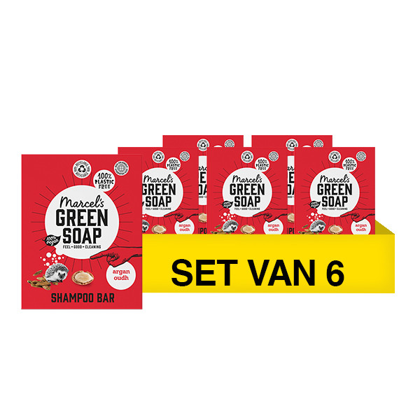 Marcel's Green Soap Aanbieding: Marcel's Green Soap shampoo bar Argan en Oudh (6 zeepblokken - 540 gram)  SMA00143 - 1