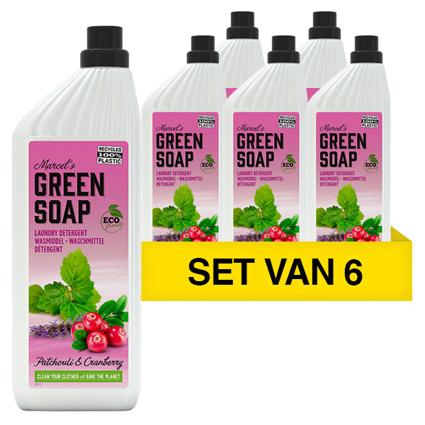 Marcel's Green Soap Aanbieding: Marcel's Green Soap wasmiddel patchouli en cranberry (6 x 1 liter)  SMA00103 - 1