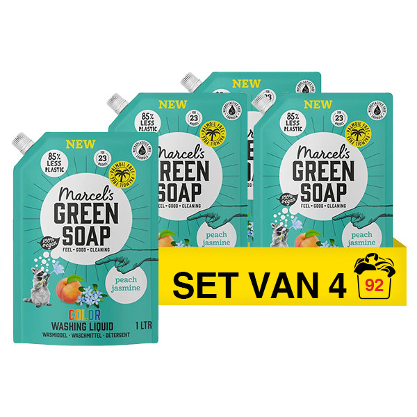 Aanbieding: Marcel's Green Soap wasmiddel perzik en jasmijn navulling (4 stuks - 92 wasbeurten) SMA00278 - 1