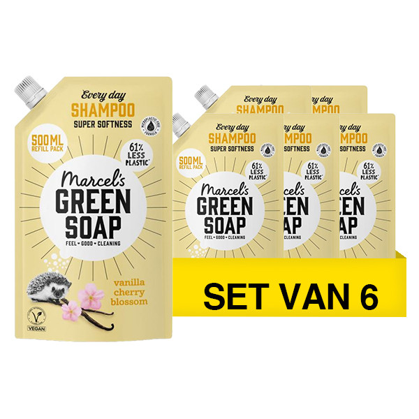 Aanbieding: Marcel's Greensoap Vanille & Kersenbloesem Shampoo Navulling (6 stuks à 500 ml) SMA00348 - 1