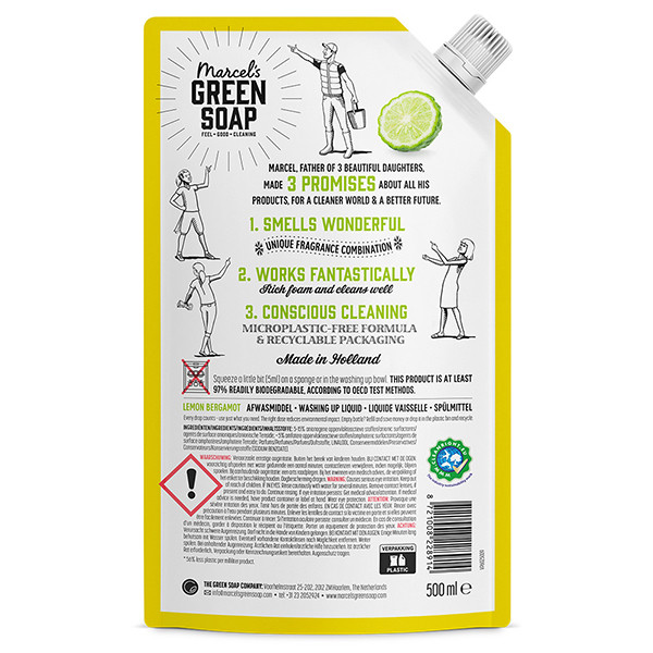 Marcel's Green Soap Afwasmiddel Navulling Lemon & Bergamot (500 ml) SMA00331 - 2