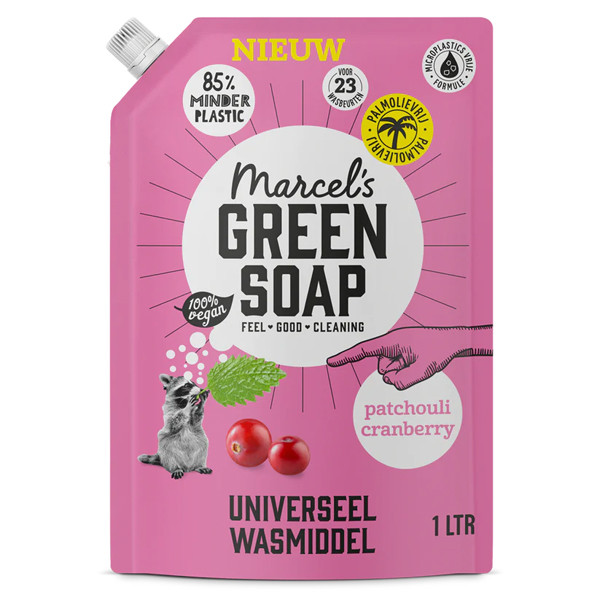 Marcel's Green Soap Vloeibaar Wasmiddel Patchouli & Cranberry navulling 1 Liter (23 wasbeurten)  SMA00273 - 1