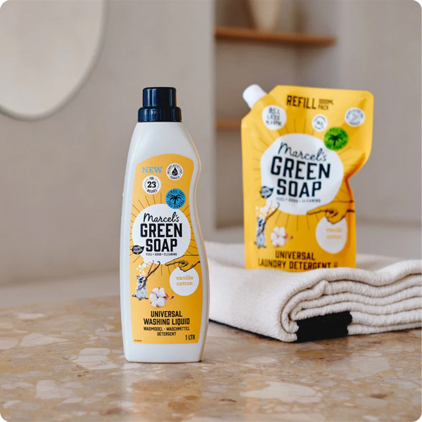 Marcel's Green Soap Wasmiddel Navulling Vanille & Katoen 1 liter (23 wasbeurten) SMA00275 - 2