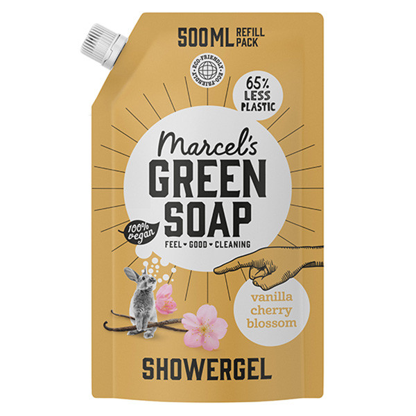 Marcel's Green Soap douchegel navulling vanille en kersenbloesem (500 ml)  SMA00090 - 1
