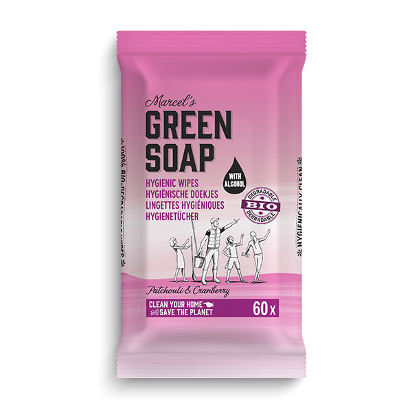 Marcel's Green Soap hygiënische doekjes patchouli en cranberry (60 stuks)  SMA00078 - 1