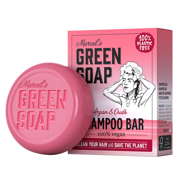 Marcel's Green Soap shampoo bar argan & oudh (90 gram)  SMA00068 - 1