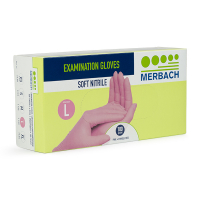 Merbach Soft-nitril handschoen maat L poedervrij (Merbach, roze, 100 stuks)  SME00096