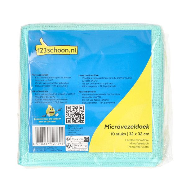 Microvezeldoekjes 32 x 32 cm 10 stuks (123schoon huismerk)  SDR00048 - 1