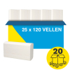 Mini-palletvoordeel: Gevouwen handdoeken 2-laags | 500 pakken | 123schoon huismerk | Geschikt voor Tork H2 dispenser SDR02091 - 1