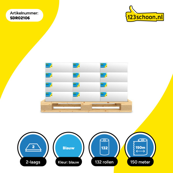 Mini-palletvoordeel: Handdoekrol Midi Centerfeed Food ISEGA 2-laags | 132 rollen | Blauw | 123schoon huismerk | Geschikt voor Tork M2 dispenser SDR02106 - 2