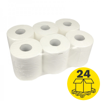 Mini-palletvoordeel: Poetspapier 1-laags | 144 rollen | 123schoon huismerk | Geschikt voor Tork M2 dispenser SDR02095