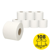 Mini-palletvoordeel: Toiletpapier 3-laags | 108 x 8 rollen | 123schoon huismerk | Geschikt voor Tork T4 dispenser SDR02099