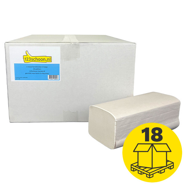 Mini-palletvoordeel: Z-vouw handdoeken 2-laags | 360 pakken | 123schoon huismerk | Geschikt voor Tork H3 dispenser SDR02087 - 1