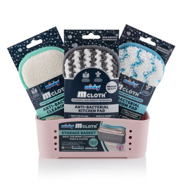 Minky Opbergbox met Schoonmaakpad 3 stuks assorti rose  SMI00010 - 1