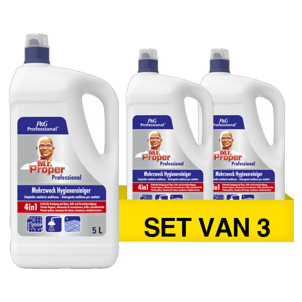 Mr-Proper Aanbieding: Mr. Proper Professional 4in1 Sanitair Reiniger (3 flessen - 5L)  SMR00056 - 1