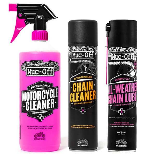 Muc-Off schoonmaakset: Motorcycle Cleaner + Chain Cleaner + All-Weather Chain Lube  SMU00054 - 1