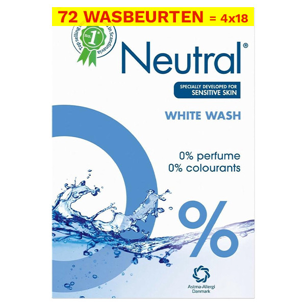 Neutral Aanbieding: 4x Neutral waspoeder wit 1,187 kg (72 wasbeurten)  SNE01036 - 1