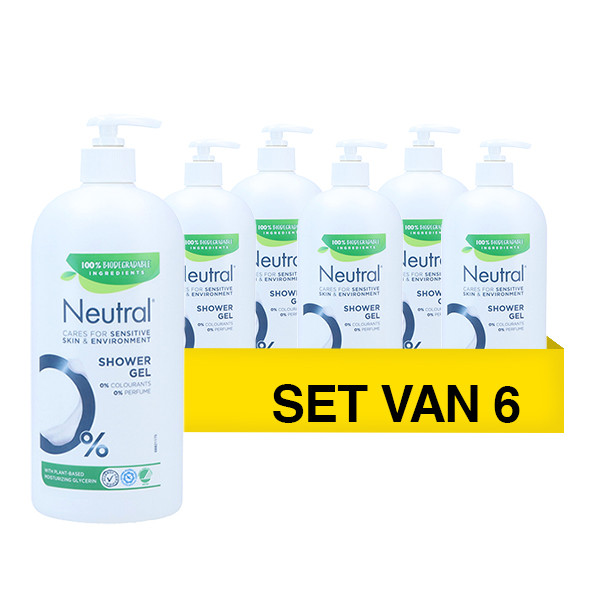 Aanbieding: Neutral Shower Gel Pump 0% Sensitive Skin & Environment (6 stuks á 900 ml) SNE01053 - 1