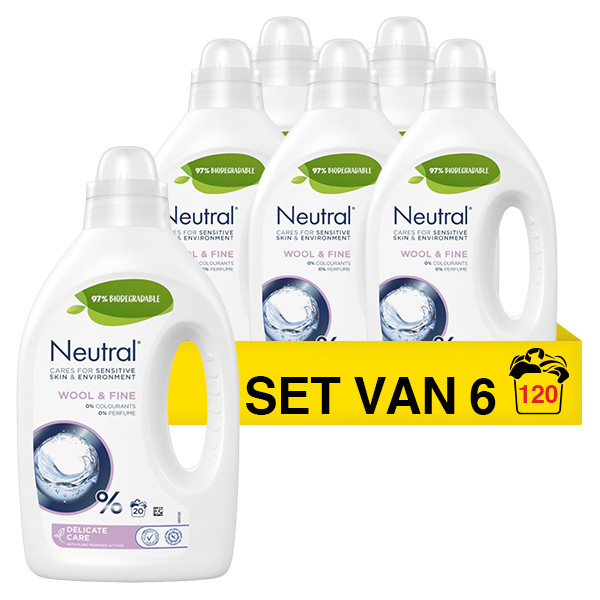 Neutral Aanbieding: Neutral vloeibaar wasmiddel fijn 1 liter (6 flessen - 120 wasbeurten)  SNE01017 - 1