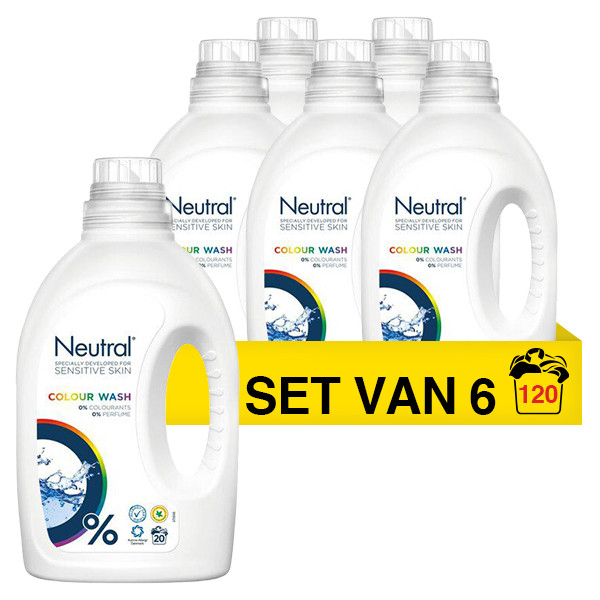 Neutral Aanbieding: Neutral vloeibaar wasmiddel kleur 1 liter (6 flessen - 120 wasbeurten)  SNE01018 - 1
