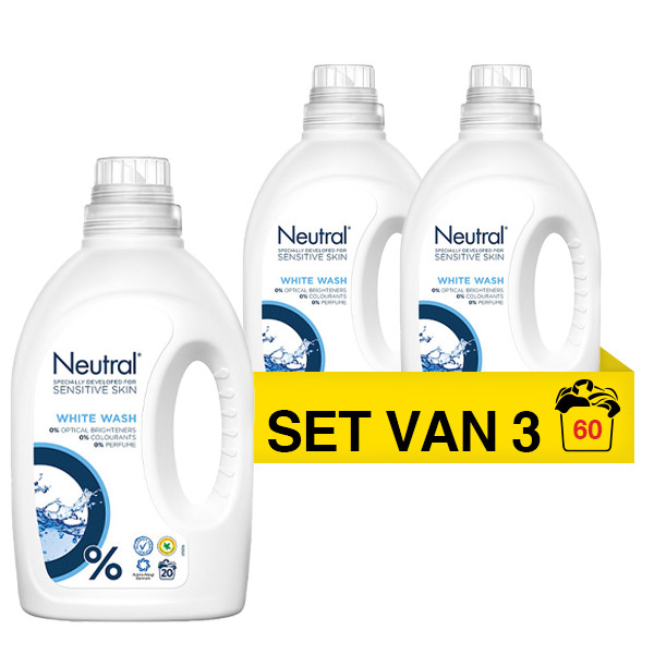 interview Leidinggevende Dageraad Aanbieding: Neutral vloeibaar wasmiddel wit 1 liter (3 flessen - 60  wasbeurten) Neutral 123schoon.nl