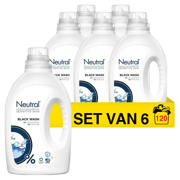 Neutral Aanbieding: Neutral vloeibaar wasmiddel zwart 1 liter (6 flessen - 120 wasbeurten)  SNE01022 - 1