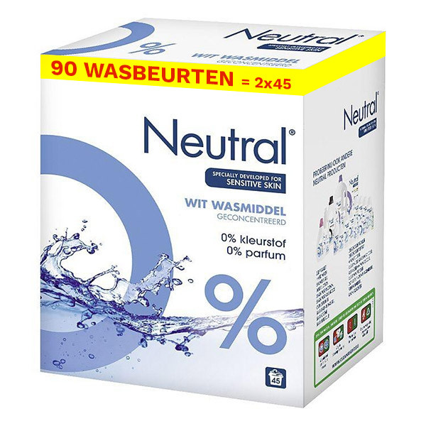 klem Ingrijpen Ingang Aanbieding: Neutral waspoeder wit 3kg (2 dozen - 90 wasbeurten) Neutral  123schoon.nl