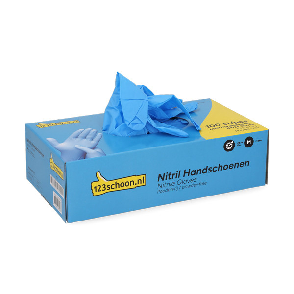 Nitril Handschoen Blauw Poedervrij M | 3,5 g | 100 stuks | 123schoon huismerk SDR07306 - 2