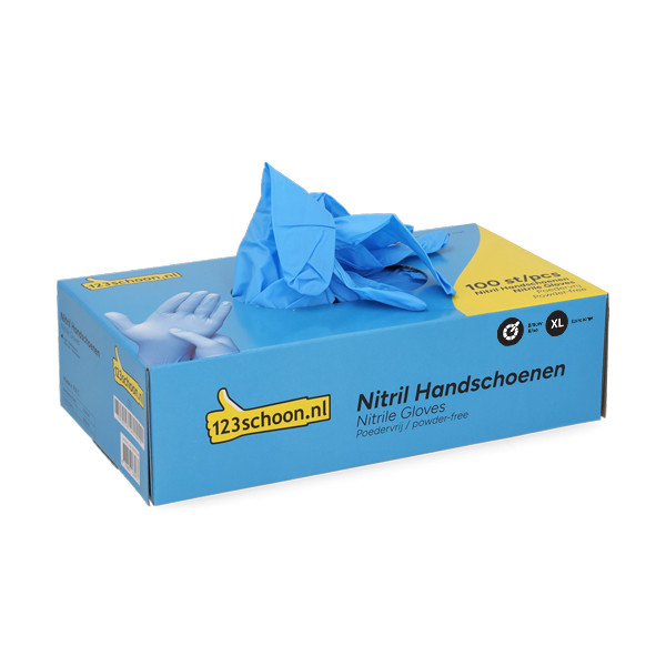 Nitril Handschoen Blauw Poedervrij XL | 3,5 g | 100 stuks | 123schoon huismerk SDR07310 - 2