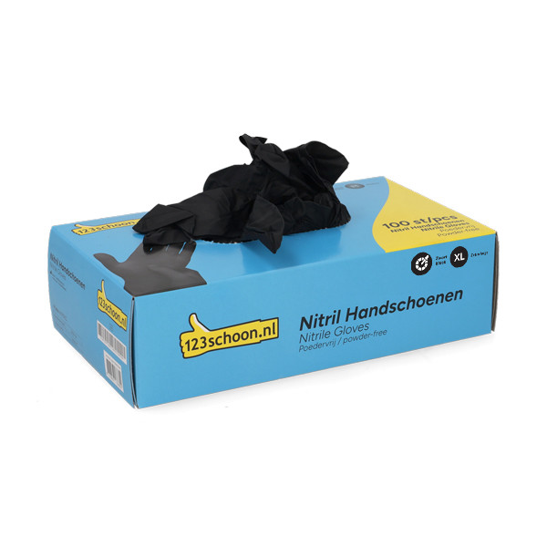 Nitril Handschoenen Zwart Poedervrij XL | 3,5 g | 100 stuks | 123schoon huismerk SDR07300 - 2