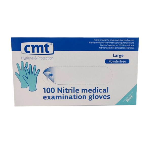 Nitril handschoen maat L poedervrij (blauw, 100 stuks)  SME00067 - 1