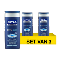 Nivea Aanbieding: 3x Nivea Cool Kick douchegel for men (250 ml)  SNI05331