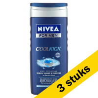 Nivea Aanbieding: 3x Nivea Cool Kick douchegel for men (250 ml)  SNI05331