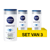Aanbieding: 3x Nivea Sensitive douchegel for men (250 ml)
