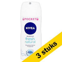 Nivea Aanbieding: 3x Nivea deodorant spray Fresh Natural pocket (100 ml)  SNI05318