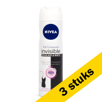 Nivea Aanbieding: 3x Nivea deodorant spray Invisible Black & White (150 ml)  SNI05222