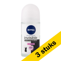 Nivea Aanbieding: 3x Nivea deoroller Invisible Black & White Original (50 ml)  SNI05321